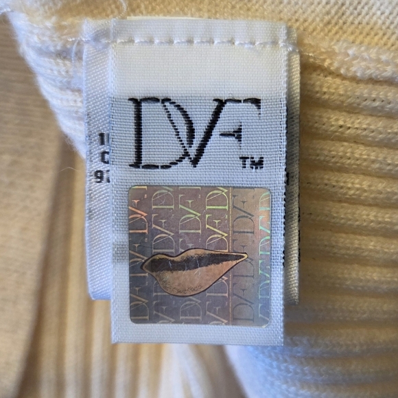 Diane Von Furstenberg Cream 100% Wool Shana Sweater With Lace Details Size L - Picture 7 of 7
